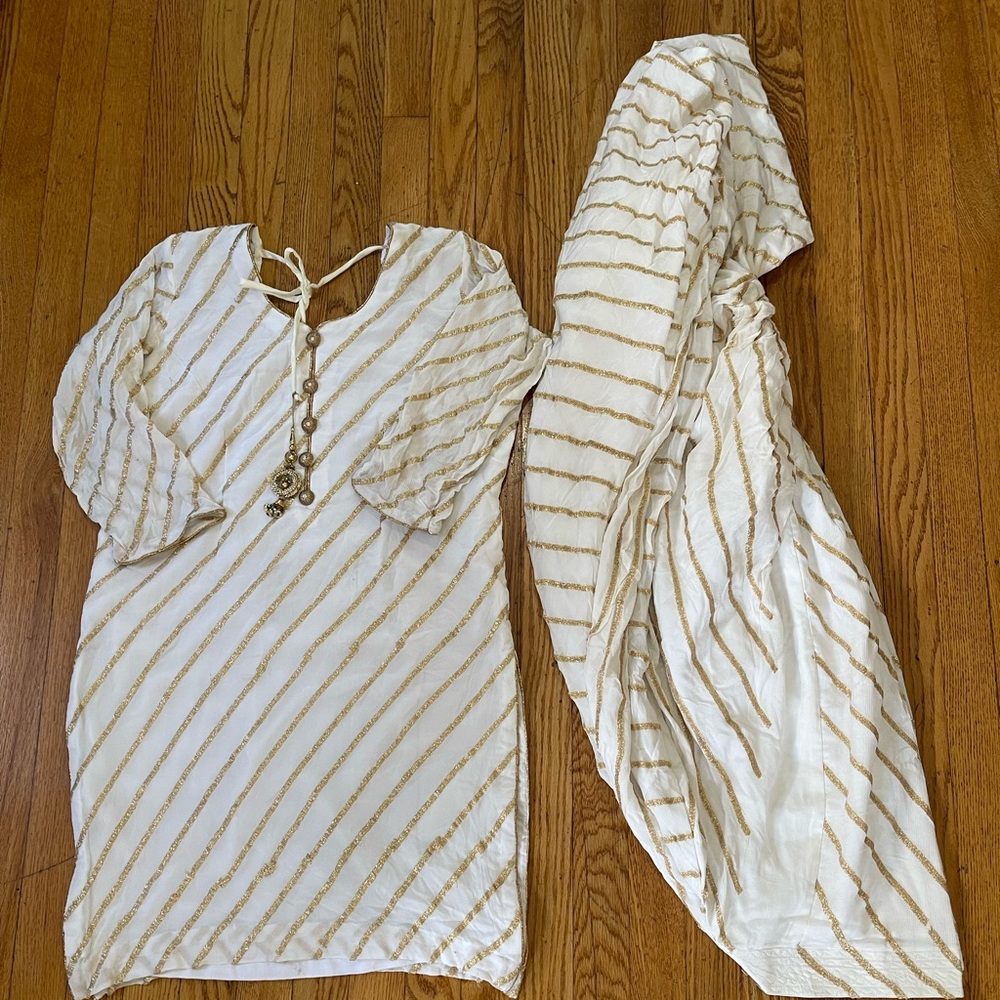 Off white Punjabi patiala salwar suit,new,combine with any Duppata